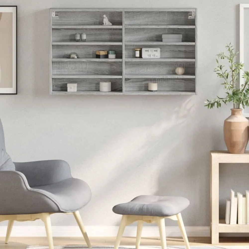 Vitrinekast 100x15x58 cm bewerkt hout eikenkleurig>vidaXL