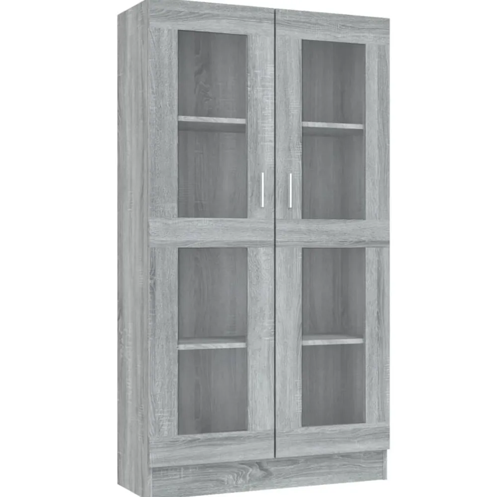 Boekenkasten & Wandplanken*vidaXL Vitrinekast 82,5x30,5x150 cm bewerkt hout eiken Grijs sonoma