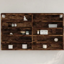 Boekenkasten & Wandplanken*vidaXL Vitrinekast 100x15x58 cm bewerkt hout kleurig Gerookt eiken