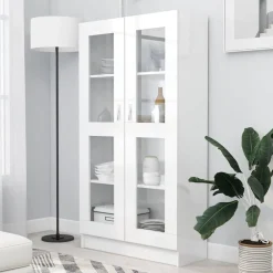 Boekenkasten & Wandplanken*vidaXL Vitrinekast 82,5x30,5x150 cm bewerkt hout Hoogglans wit