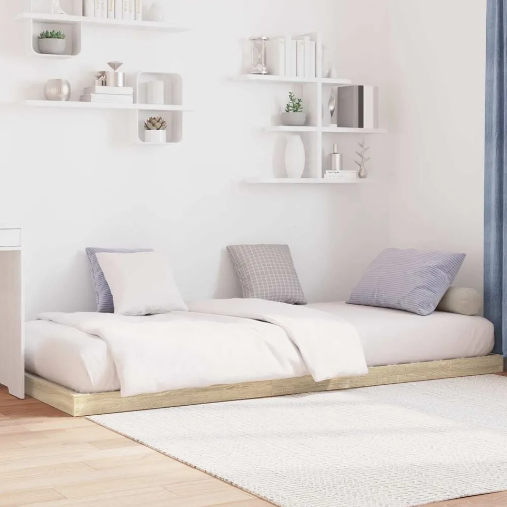 Bedden & Accessoires*vidaXL Vloer bedframe Sonoma 75 x 190 cm Bewerkt hout Sonoma eiken