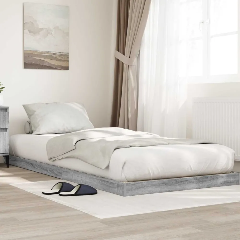 Vloer bedframe Sonoma 75 x 190 cm Bewerkt hout>vidaXL New