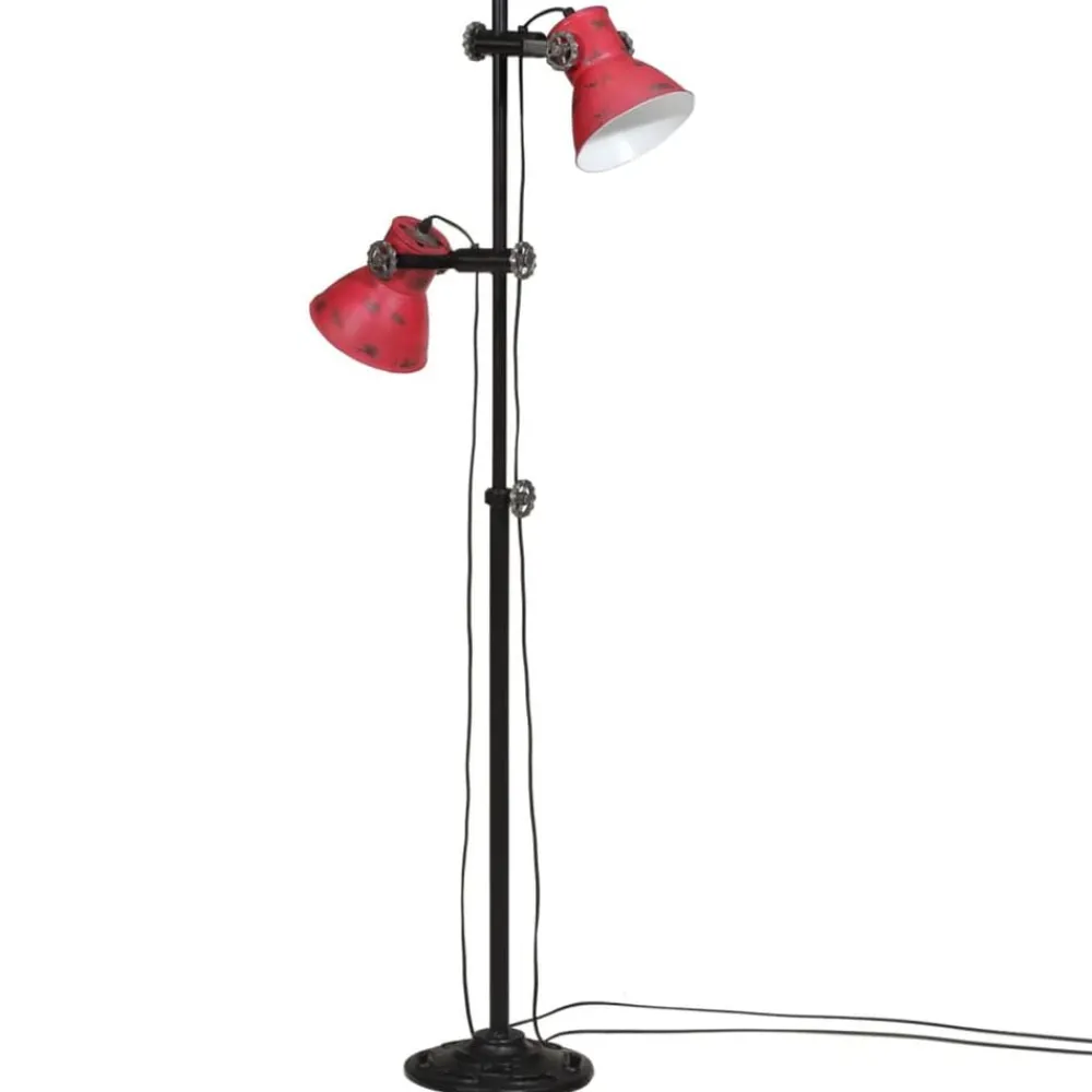 Verlichting*vidaXL Vloerlamp 25 W E27 25x25x90/140 cm verweerd Rood