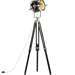 Vloerlamp driepoot 171 cm massief mangohout zwart>vidaXL Outlet