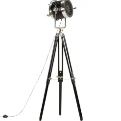 Vloerlamp driepoot 171 cm massief mangohout zwart>vidaXL Outlet
