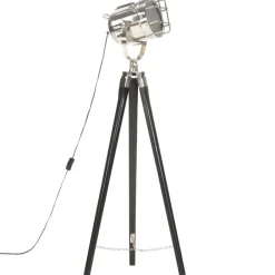 Verlichting*vidaXL Vloerlamp driepoot 97 cm massief mangohout Zwart