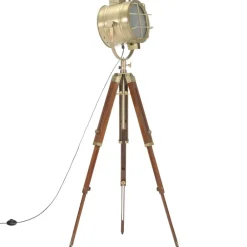 Verlichting*vidaXL Vloerlamp driepoot 165 cm massief mangohout Koper