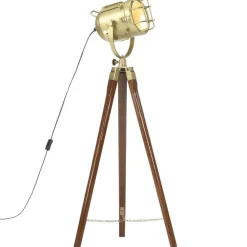 Verlichting*vidaXL Vloerlamp driepoot 97 cm massief mangohout Bruin