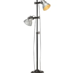 Vloerlamp met 2 lampenkappen E27 gietijzer kleurig>vidaXL Best
