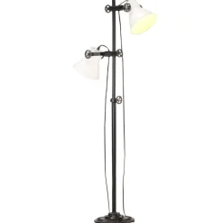 Verlichting*vidaXL Vloerlamp met 2 lampenkappen E27 gietijzer Wit