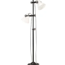 Verlichting*vidaXL Vloerlamp met 2 lampenkappen E27 gietijzer Wit