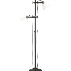 Verlichting*vidaXL Vloerlamp met 2 lampenkappen E27 gietijzer Wit