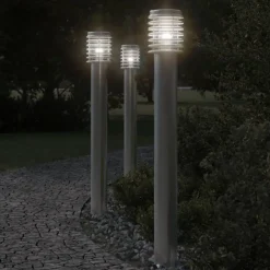 Verlichting*vidaXL Vloerlamp voor buiten 110 cm roestvrijstaal kleurig Zilver