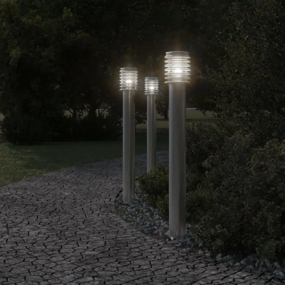 Verlichting*vidaXL Vloerlamp voor buiten 110 cm roestvrijstaal kleurig Zilver