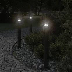 Verlichting*vidaXL Vloerlamp voor buiten 60 cm roestvrij staal Zwart