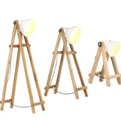 Verlichting*vidaXL Vloerlampen 3 st E27 massief mangohout Wit