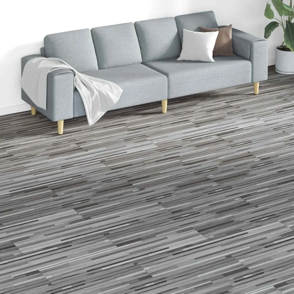 Bouwmaterialen*vidaXL Vloerplanken 18 pcs Grijs 5,26 m² PVC Gestreept Grijs