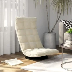 Stoelen*vidaXL Vloerstoel draaibaar fluweel crèmekleurig Cr&egrave;me