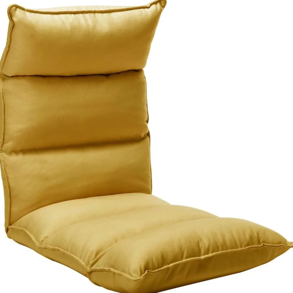 Stoelen*vidaXL Vloerstoel inklapbaar stof mosterd Geel