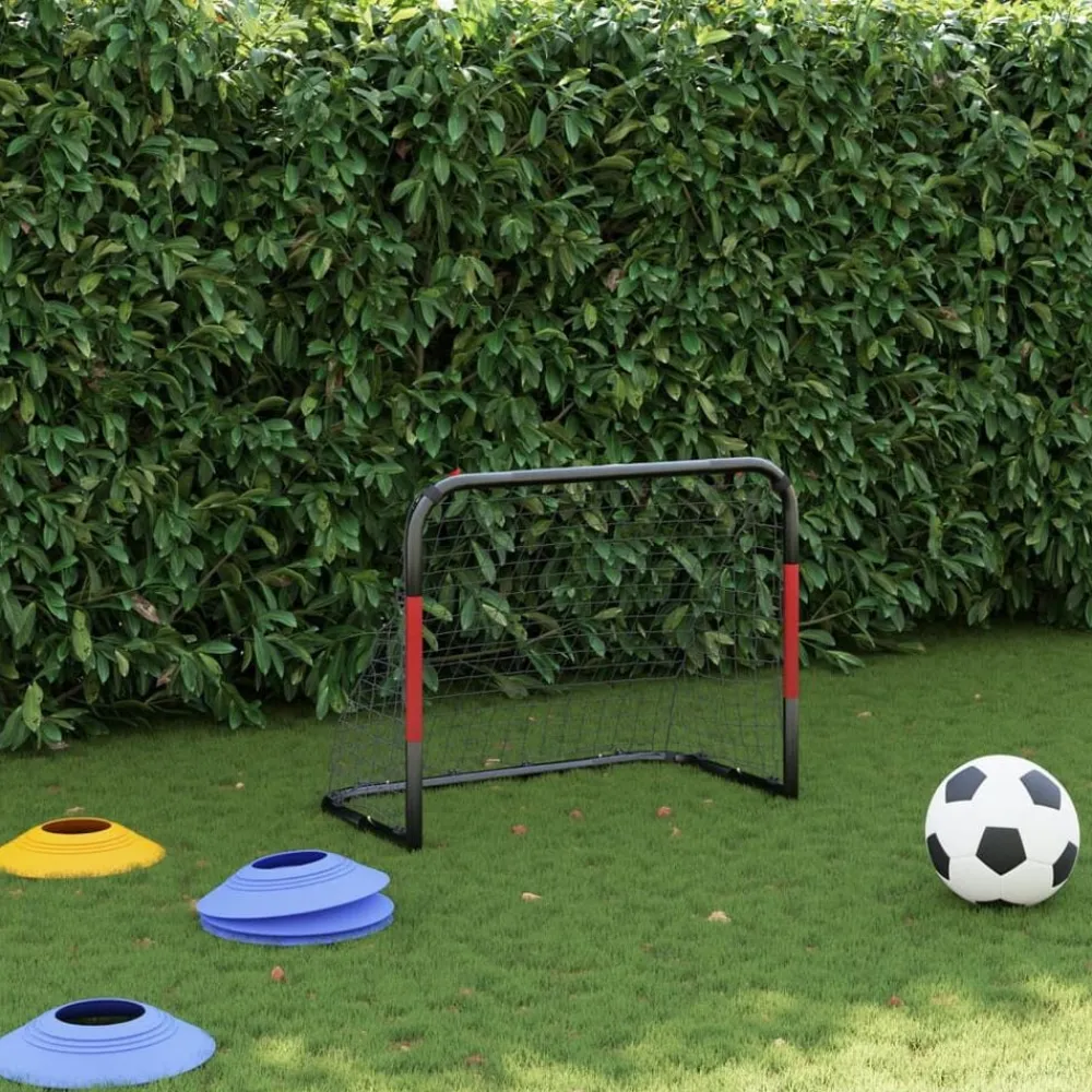 Voetbaldoel met net 90x48x71 cm staal rood en zwart>vidaXL Hot