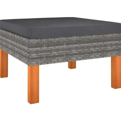 Voetenbank poly rattan en massief eucalyptushout>vidaXL Discount
