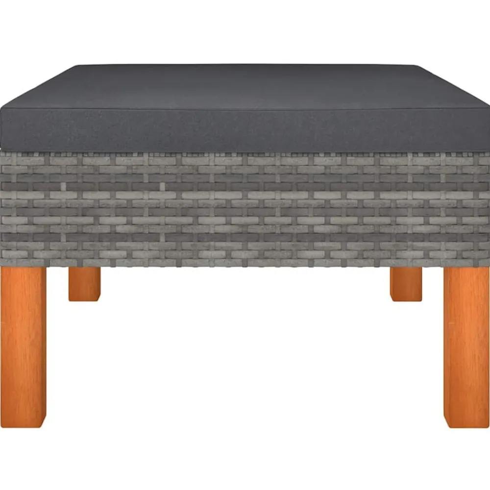 Voetenbank poly rattan en massief eucalyptushout>vidaXL Discount