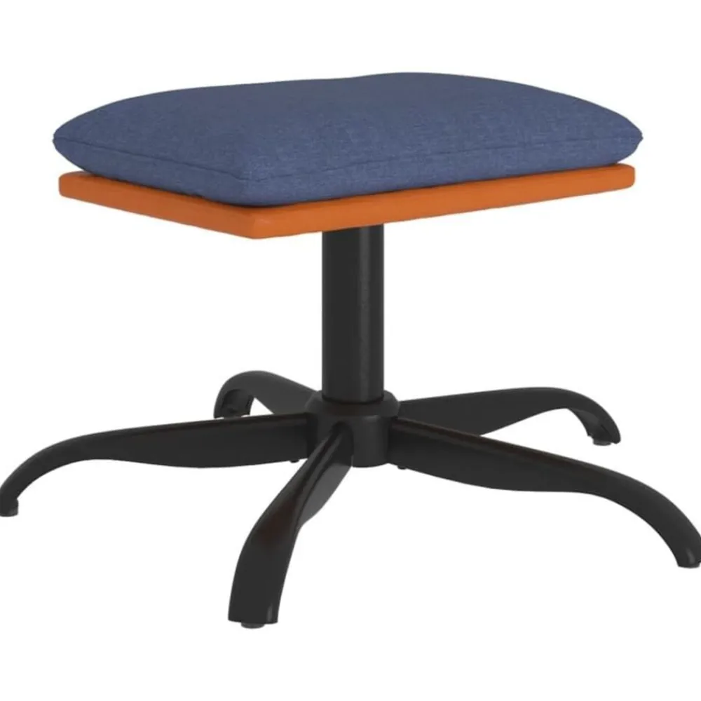 Poefs*vidaXL Voetenbank 60x60x36 cm stof en kunstleer blauw Blauw en bruin