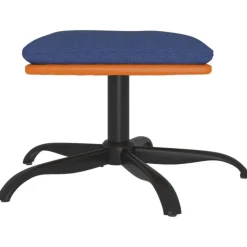 Poefs*vidaXL Voetenbank 60x60x36 cm stof en kunstleer blauw Blauw en bruin