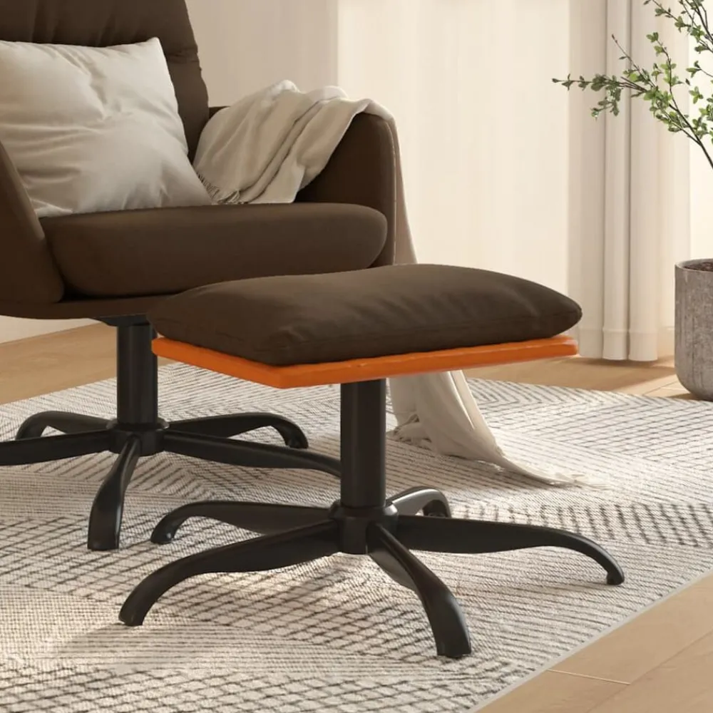 Poefs*vidaXL Voetenbank 60x60x36 cm stof en kunstleer Bruin