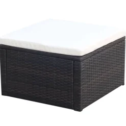 Poefs*vidaXL Voetenbank/poef 53x53x30 cm poly rattan Bruin