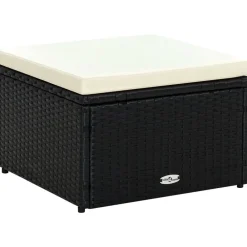 Poefs*vidaXL Voetenbank/poef zwart 53x53x30 cm poly rattan Zwart en crème