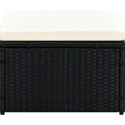Poefs*vidaXL Voetenbank/poef zwart 53x53x30 cm poly rattan Zwart en cr&egrave;me
