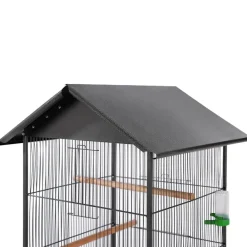 Vogelkooi met dak staal zwart 66x66x155 cm>vidaXL