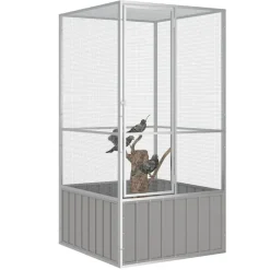 Huisdierbenodigdheden*vidaXL Vogelkooi 111x107x211,5 cm gegalvaniseerd staal Grijs