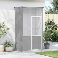 Huisdierbenodigdheden*vidaXL Vogelkooi 115x78x200 cm gegalvaniseerd staal Grijs