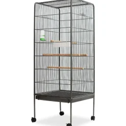Huisdierbenodigdheden*vidaXL Vogelkooi 54x54x146 cm staal zwart