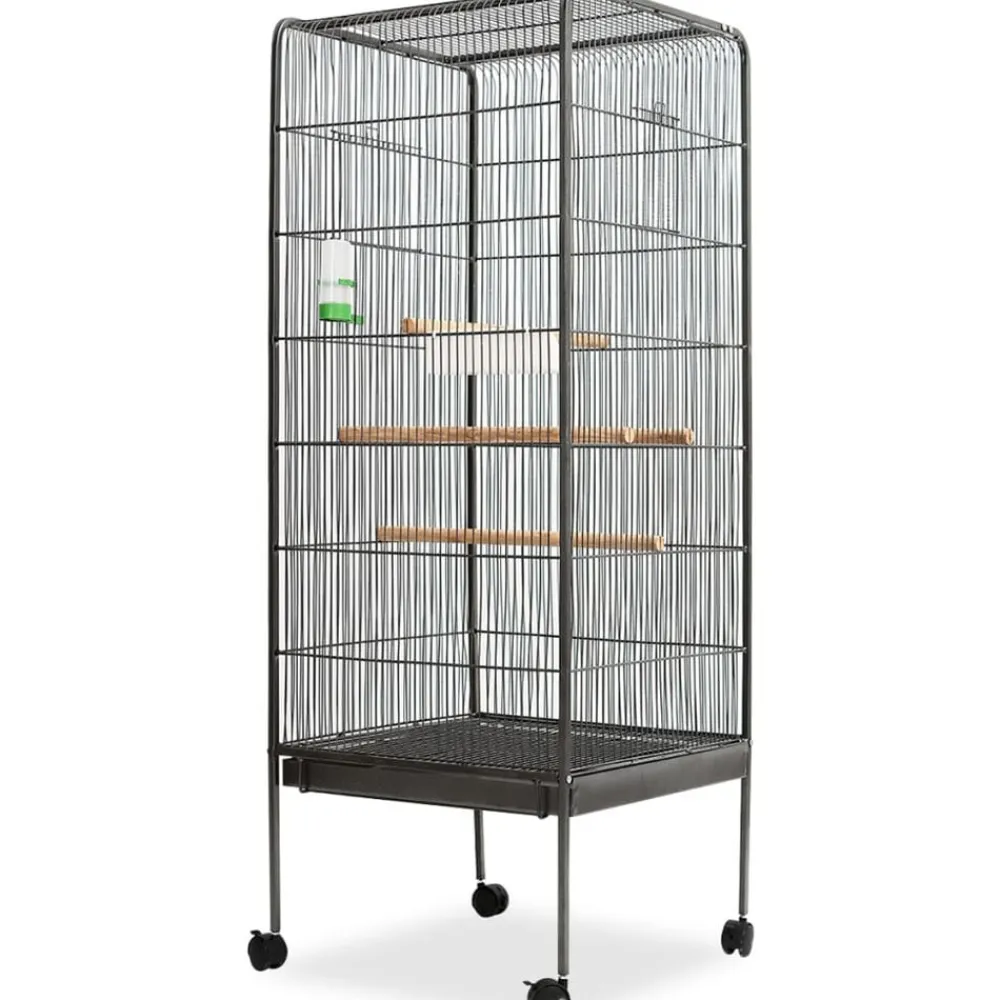 Huisdierbenodigdheden*vidaXL Vogelkooi 54x54x146 cm staal zwart