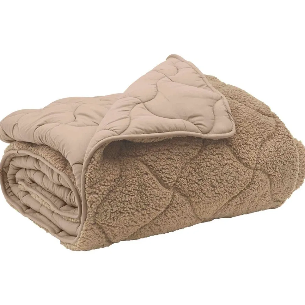 Linnengoed*vidaXL Vol jaar dekbed 135 x 200 cm Microfiber en Teddy fleece Taupe