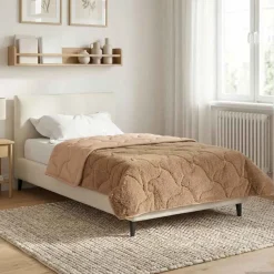 Linnengoed*vidaXL Vol jaar dekbed 135 x 200 cm Microfiber en Teddy fleece Taupe