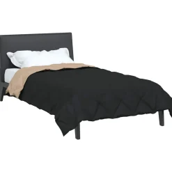 Linnengoed*vidaXL Vol jaar dekbed 135 x 200 cm Microfiber Zwart en taupe
