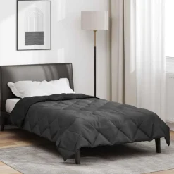 Vol jaar dekbed Zwart en Anthraciet 135 x 200 cm Microfiber>vidaXL Hot