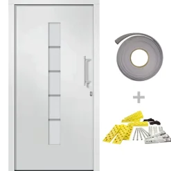 Voordeur 100x200 cm aluminium en PVC>vidaXL Hot