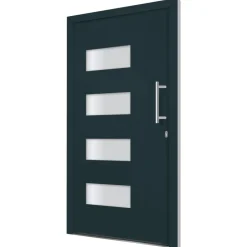 Bouwmaterialen*vidaXL Voordeur 100x200 cm aluminium en PVC Antraciet