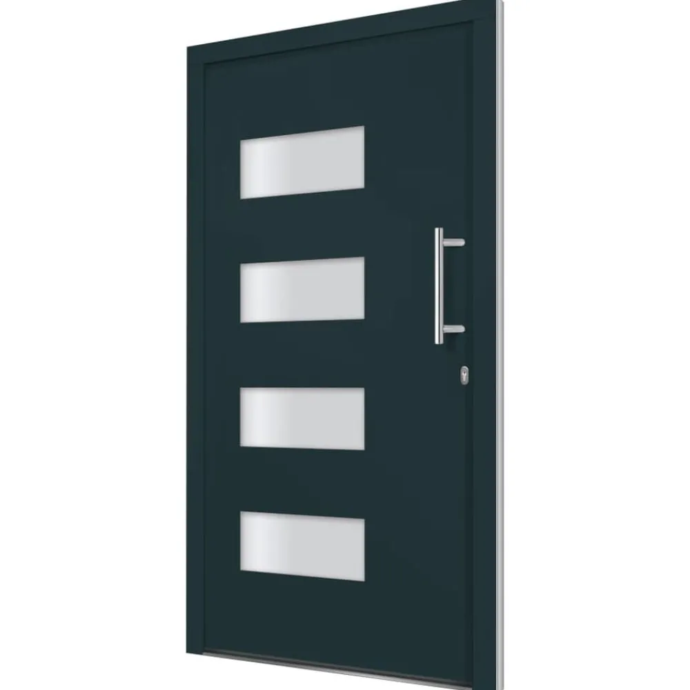 Bouwmaterialen*vidaXL Voordeur 100x200 cm aluminium en PVC Antraciet