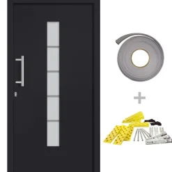 Bouwmaterialen*vidaXL Voordeur 100x200 cm aluminium en PVC Antraciet