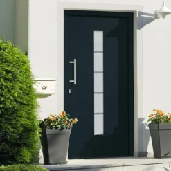 Bouwmaterialen*vidaXL Voordeur 100x200 cm aluminium en PVC Antraciet