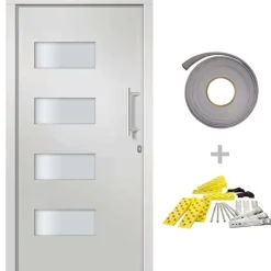 Voordeur 100x200 cm aluminium en PVC>vidaXL Sale