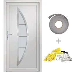 Bouwmaterialen*vidaXL Voordeur 88x200 cm PVC wit Witte buitenkant / witte binnenkant