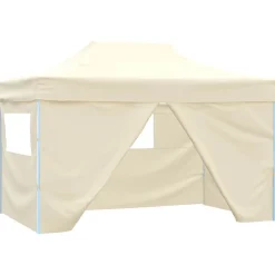 Tuin & Gazon*vidaXL Vouwtent pop-up met 4 zijwanden 3x4,5 m crèmewit Cr&egrave;me