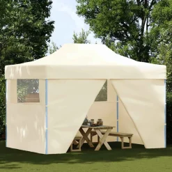 Tuin & Gazon*vidaXL Vouwtent pop-up met 4 zijwanden 3x4,5 m crèmewit Cr&egrave;me